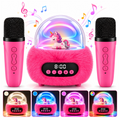 LAKWAR Karaoke Machine for Kids: Voice Loud and Clear - No Echo - Portable Mini Bluetooth Speaker with 2 Wireless Microphones - Rechargeable - 3-12th Birthday Singing Party Gifts Toy