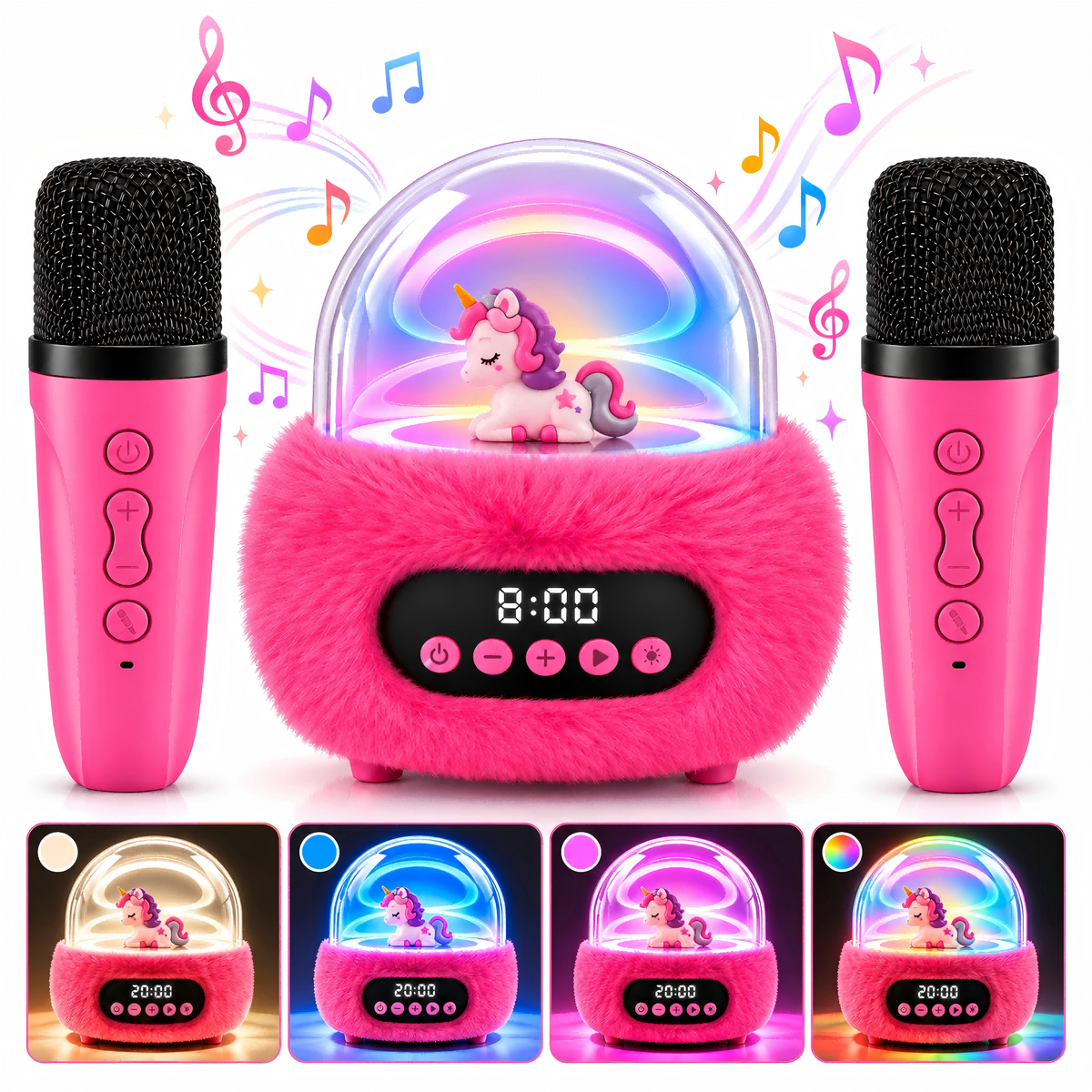 LAKWAR Karaoke Machine for Kids: Voice Loud and Clear - No Echo - Portable Mini Bluetooth Speaker with 2 Wireless Microphones - Rechargeable - 3-12th Birthday Singing Party Gifts Toy