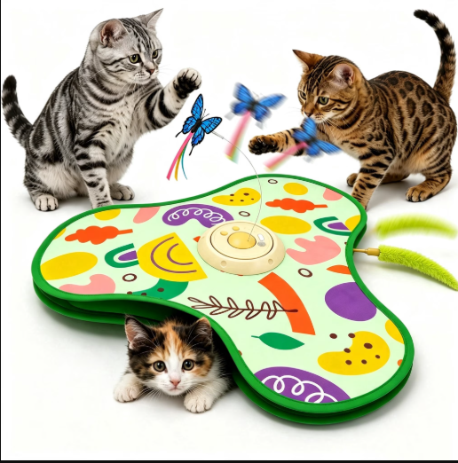 2 in 1 Interactive Cat Toys for Indoor Cats, Automatic Rechargeable Hide and Seek Cat Toy with Moving Concealed Wand and Butterfly for Cats and Kittens Self Playing